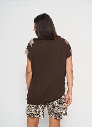 Леопардовий комплект жіночий шорти та футболка турція 135913 фото
