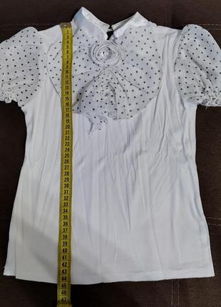 Шкльный комплект чорна спідниця в складку + біла трикотажна блуза з жабо6 фото