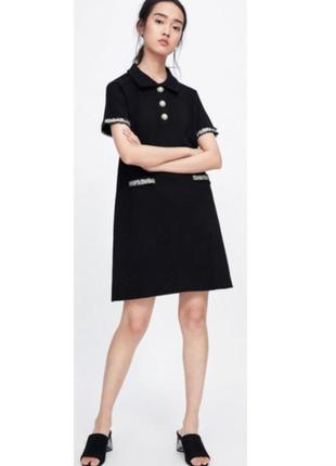 Стильное трикотажное платье в стиле шаннель zara