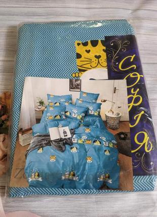 Полтораспальный комплект постельного белья котики собачки2 фото