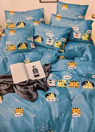 Полтораспальный комплект постельного белья котики собачки1 фото