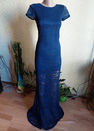 Новое вечернее платье, синее платье, длинное платье р хс-м2 фото