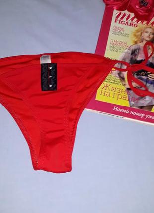Низ от купальника женские плавки размер 44-46 / 12 бикини на завязка красные1 фото