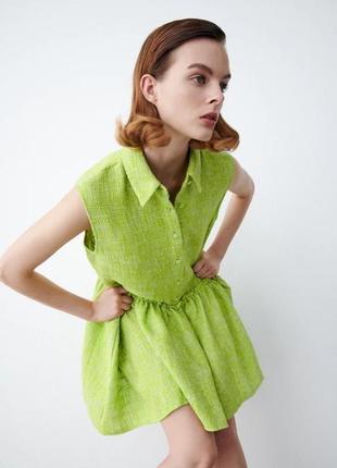 New! зелена структурована твідова сукня з останніх колекцій zara 💚💚2 фото