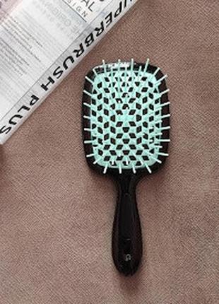 Гребінець для волосся superbrush plus hollow comb чорно-м'ятна