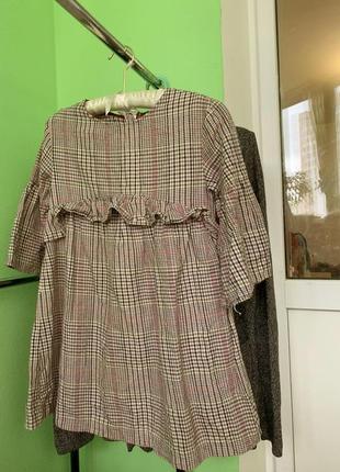 Шикарная хлопковая блуза туника zara  в клетку /140 рост  10-11 лет4 фото