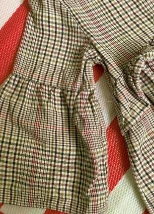 Шикарная хлопковая блуза туника zara  в клетку /140 рост  10-11 лет6 фото