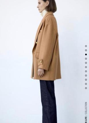 Вовняне пальто zara camel2 фото