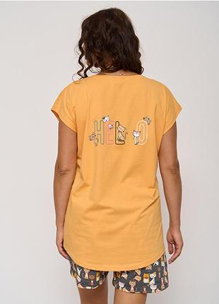 Комплект жіночий шорти та гірчична футболка турція 135895 фото