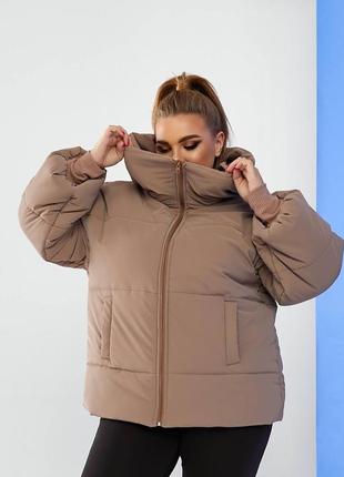 Куртка oversize класса люкс осень зима из водоотталкивающей ткани 42-54 размера5 фото