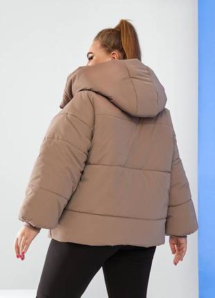 Куртка oversize класса люкс осень зима из водоотталкивающей ткани 42-54 размера7 фото