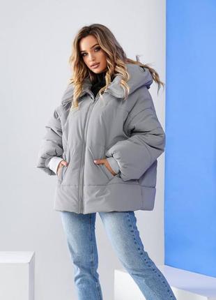 Куртка oversize класу люкс осінь зима з водовідштовхуюючої тканини 42-54 розміри