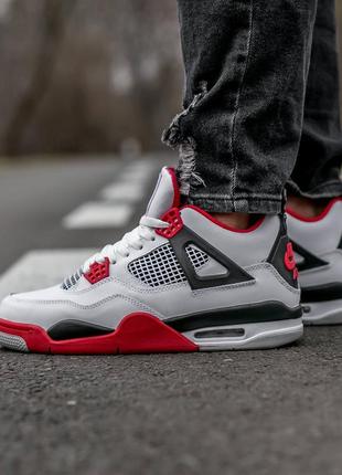 Мужские кроссовки nike air jordan 4 retro white red 42-44-454 фото