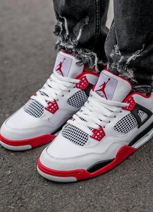 Мужские кроссовки nike air jordan 4 retro white red 42-44-458 фото