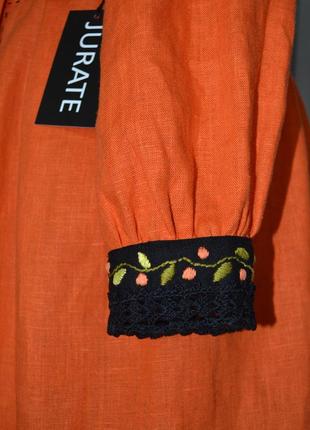 Дизайнерское льняное платье в стиле бохо "осенние цветы"7 фото