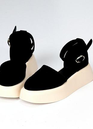 Открытые туфли "amethyst", черный/беж, натуральная замша
