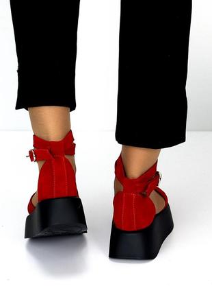 Открытые туфли "amethyst", красный, натуральная замша3 фото