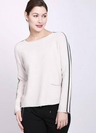 Брендовий білий пуловер зі стразами ,светр , кофта , джемпер monari italia