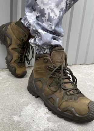Чоловічі тактичні черевики демісезонні нубук якісні зручні водостійкі хакі берці берци весна осінь4 фото