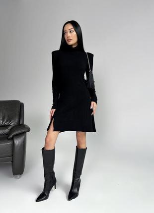 Платье мини в рубчик