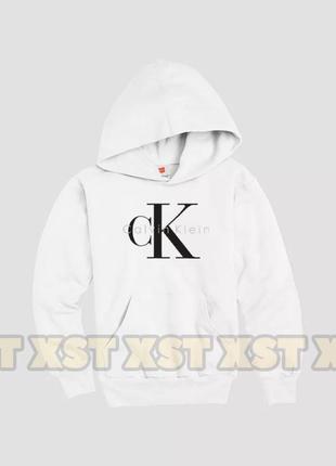 Жіночий худі на флісі оверсайз oversize calvin klein кельвін кляйн біле