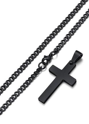 Ожерелье с подвеской в ​​виде черного креста из нержавеющей стали для мужчин6 фото