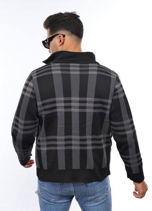 Люксова чоловіча куртка в стилі burberry з вʼязаними рукавами преміум з коміром осіння