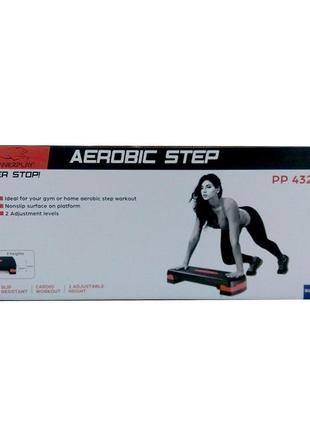 Степ платформа спортивна багатофункціональний для аеробіки powerplay 2 рівні 10-15 см чорно-червона dm-112 фото