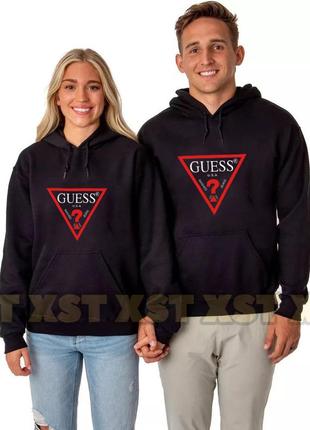 Женский худи на флисе оверсайз oversize guess гесс чорный
