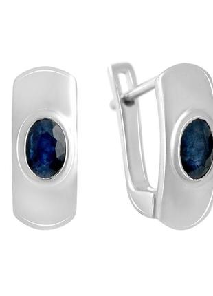 Серебряные серьги с натуральным сапфиром 1.1ct (2140573)