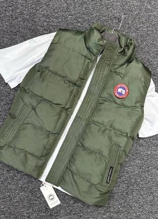 Мужская теплая премиум жилетка канада в стиле canada goose качественная с патчем