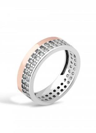 Кольцо серебряное с золотом 158к, 17 размер