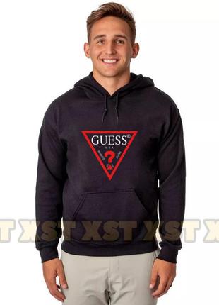 Мужской худи на флисе оверсайз oversize guess гесс чорный