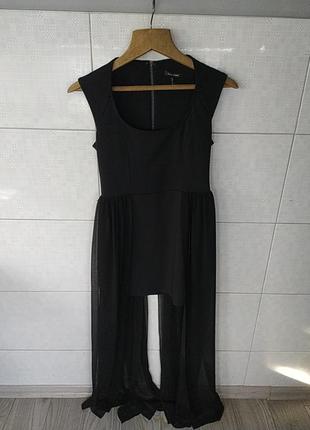 Платье черное, вечернее, коктейльное со шлейфом3 фото