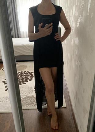 Сукня чорна, вечірня, коктейльна зі шлейфом1 фото