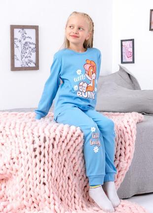 Легкая трикотажная пижама с манжетами для девочки, пижама для девчонки3 фото