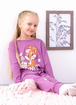 Легкая трикотажная пижама с манжетами для девочки, пижама для девчонки5 фото