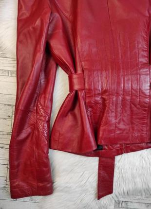 Женская кожаная куртка franco di marco красного цвета натуральная кожа с поясом размер 44 s5 фото