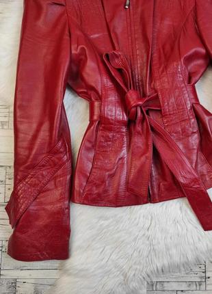 Женская кожаная куртка franco di marco красного цвета натуральная кожа с поясом размер 44 s3 фото