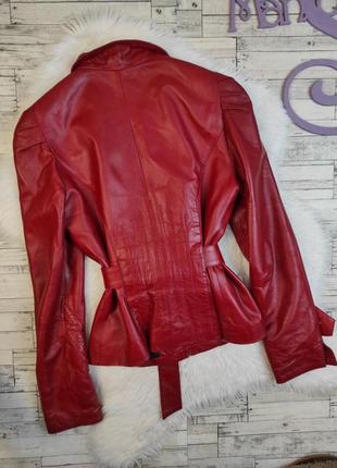 Женская кожаная куртка franco di marco красного цвета натуральная кожа с поясом размер 44 s4 фото