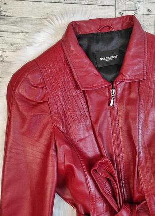 Женская кожаная куртка franco di marco красного цвета натуральная кожа с поясом размер 44 s2 фото