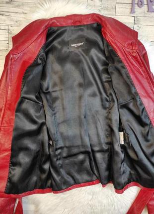 Жіноча шкіряна куртка franco di marco натуральна шкіра з поясом червоного кольору розмір 44 s7 фото
