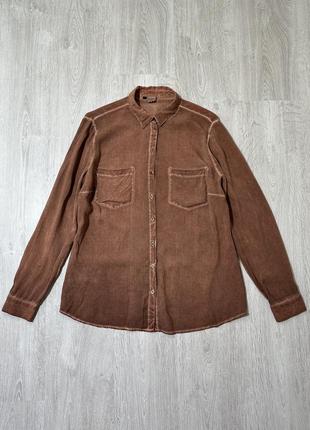 Легкая рубашка вискоза коричневая с карманами qiero1 фото