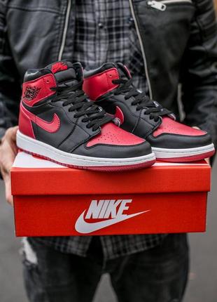 Мужские кроссовки nike air jordan 1 black red 41-42-43-44