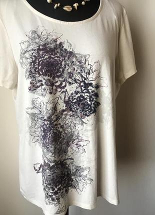 Футболка из вискозы принт посеребренный с камушками