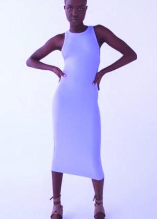 Плаття в рубчик сукня плаття мiдi максi трикотажне dilvin  плаття- майка