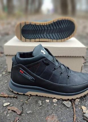 Топовые черные зимние ботинки мужские,натуральный мех, кожаные/кожа-мужская обувь на зиму 2023-24