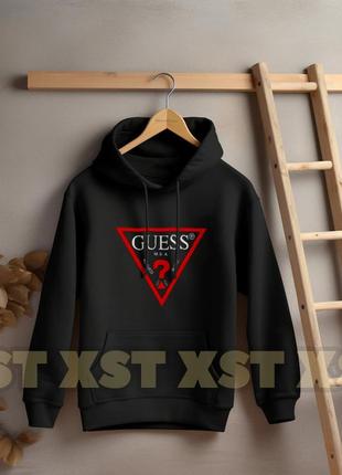 Женский худи на флисе оверсайз oversize guess гесс чёрный3 фото