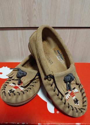 Натуральные кожаные брендовые мокасины minnetonka