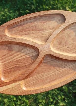 Деревянная овальная тарелка дерво дуб2 фото